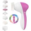 Facial Cleansing Brush Face Scrubber: Electric Exfoliating Spin Cleanser Device Waterproof Deep Cleaning Exfoliation Rotating Spa Machine - Electronic