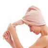 2 Pack Hair Towel Wrap; Hair Drying Towel With Button; Microfiber Hair Towel; Dry Hair Hat; Bath Hair Cap (Pink Beige)